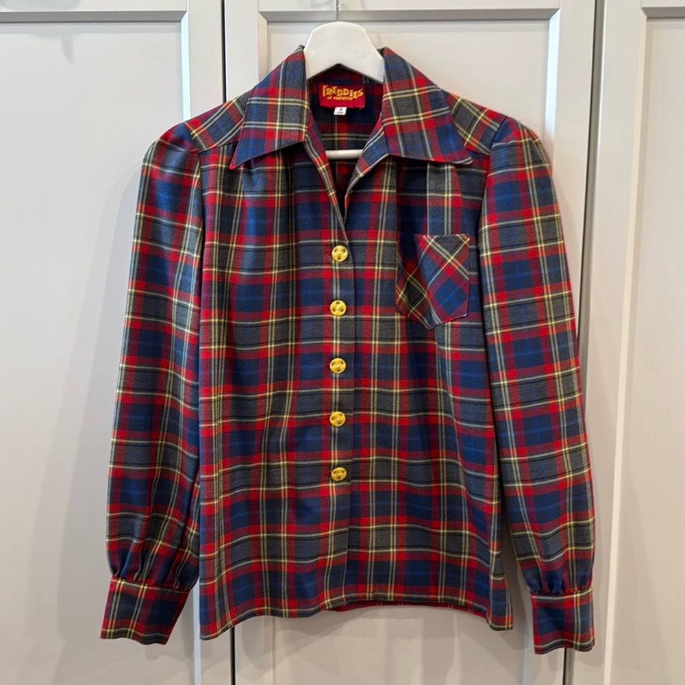Freddies of Pinewood Red and Blue Plaid Work Shirt - UK size 8